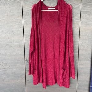 Maurice’s cranberry hooded cardigan